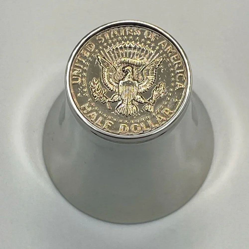 Vtg Salisbury Pewter 1986 JFK Kennedy‎ Half Dollar Coin 2 oz Shot Glass Jigger
